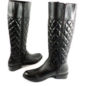black padded high boots